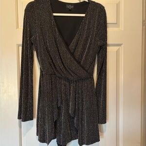 Topshop Black Romper with Silver and Gold Sparkly Stripes